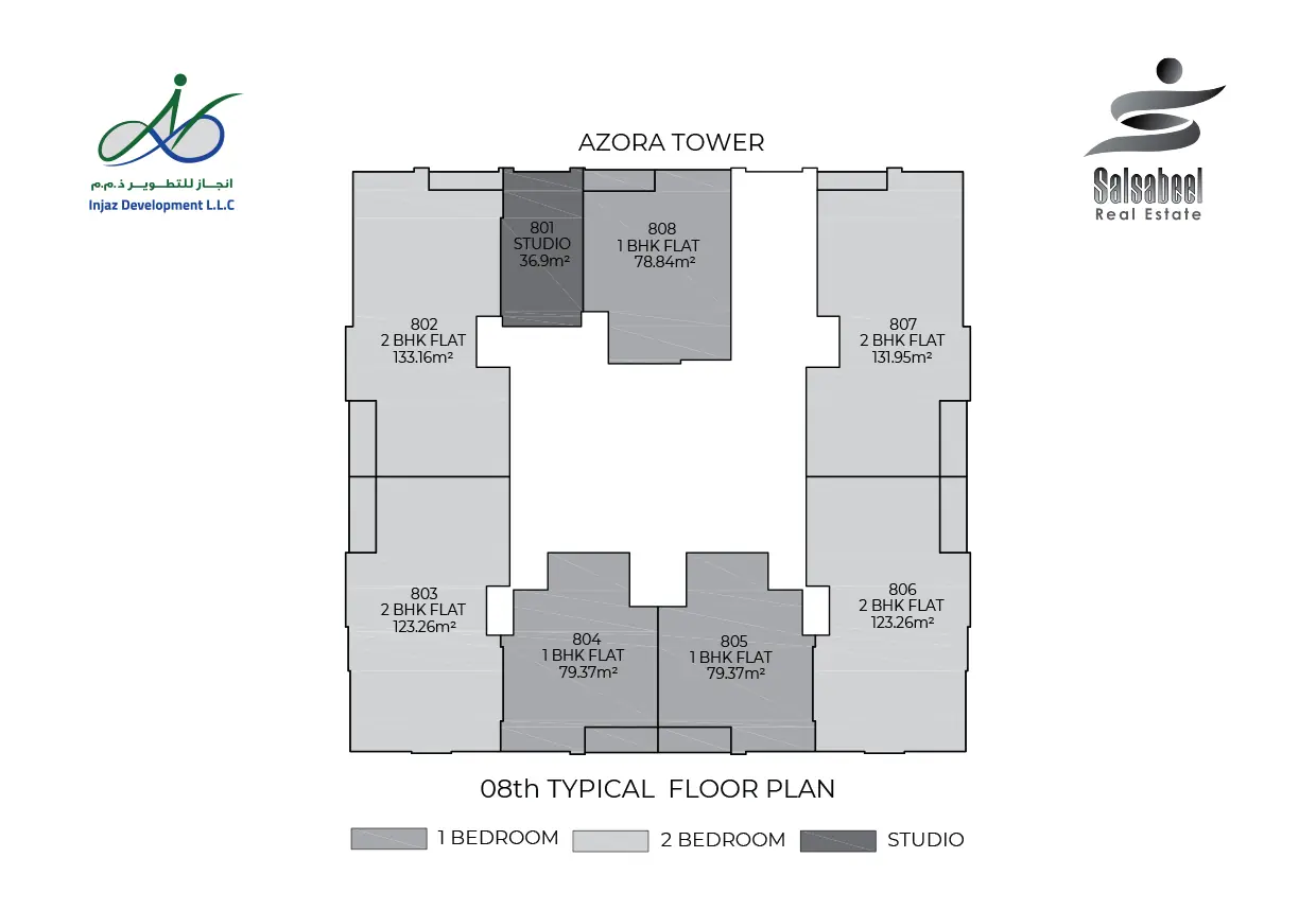 Azora Tower typical floor plan, 8th floor (brochure page)