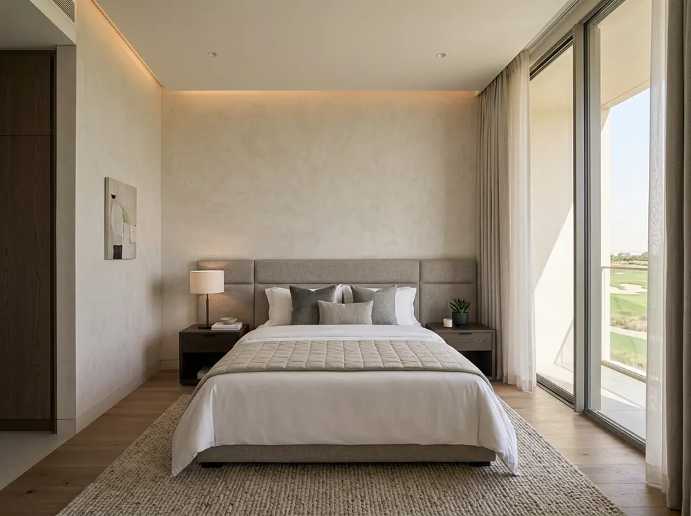 Illustrative interior render of a bedroom