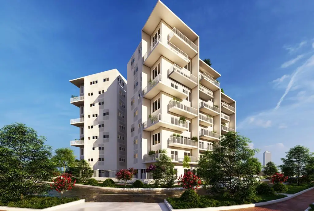 Facade render with balconies