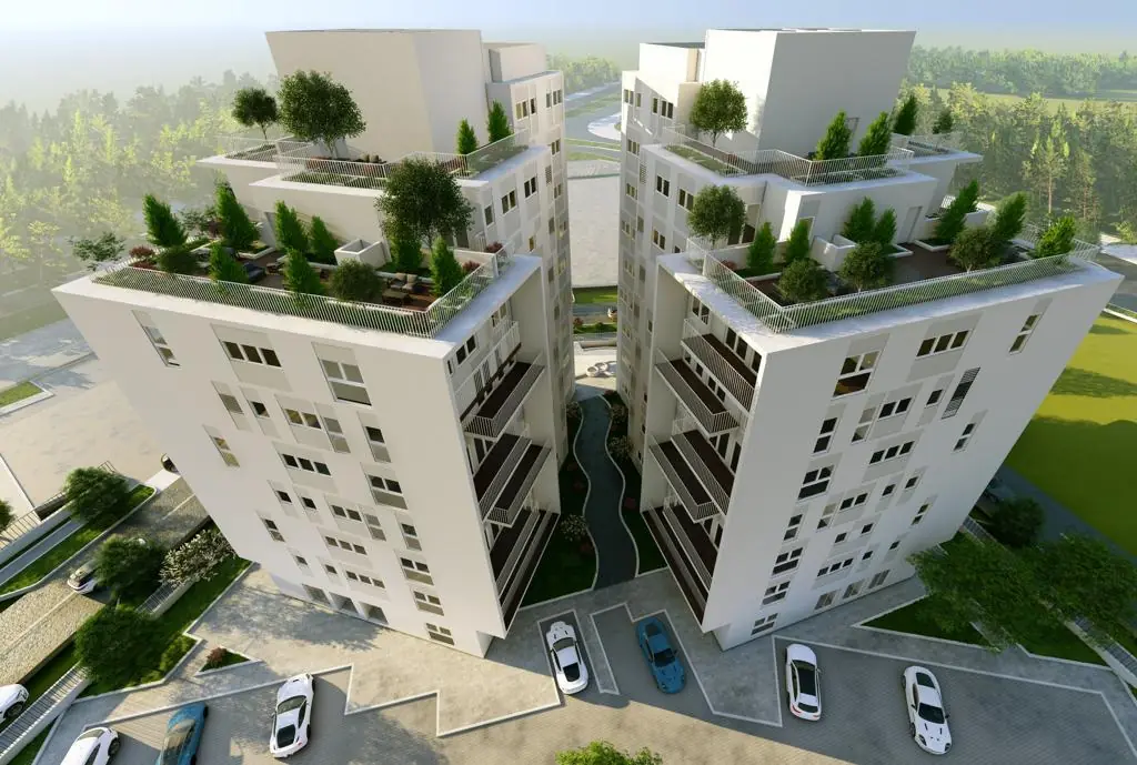 Render of the rooftop terraces on both buildings